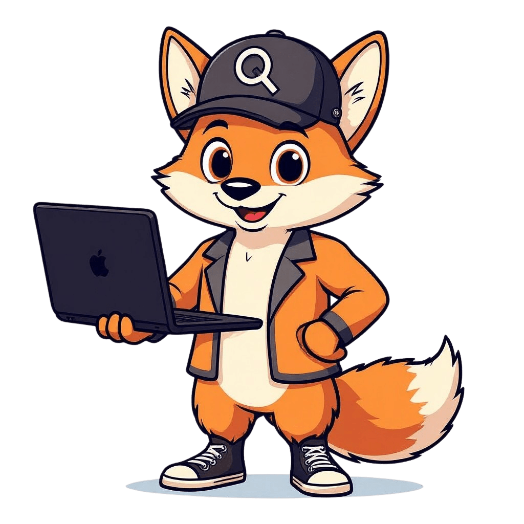 IndexFox holding laptop